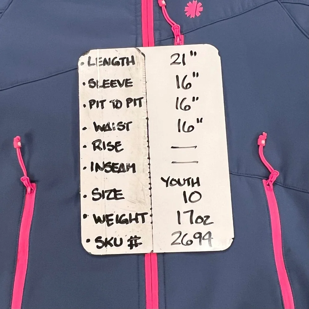 Mountain Gear Kids Softshell Hooded Jacket Navy Pink Full Zip Size 10